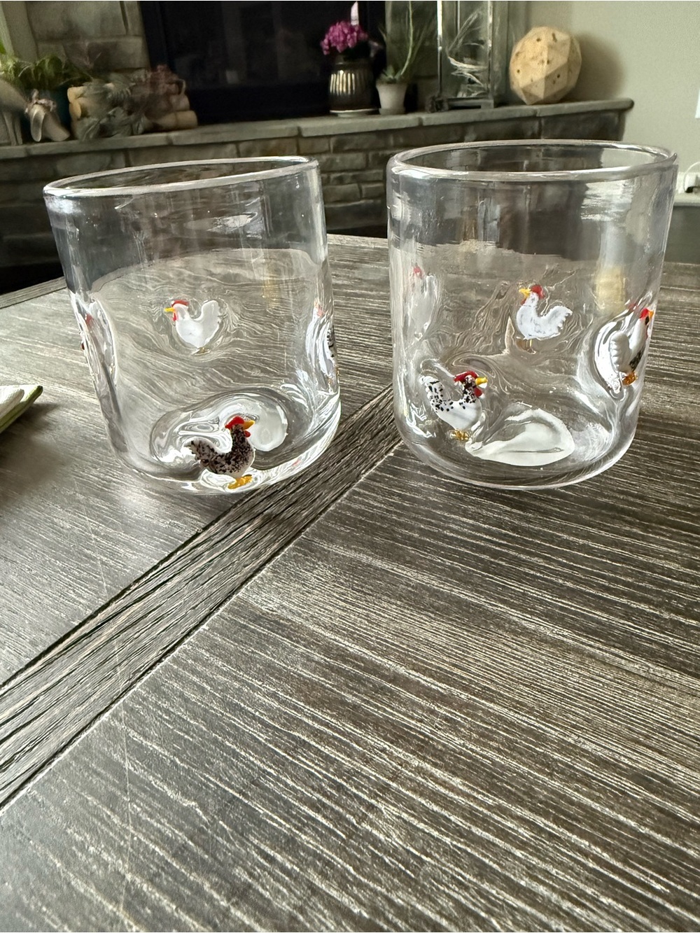 NWT Old Fashioned Juice Glasses Rooster set of 2